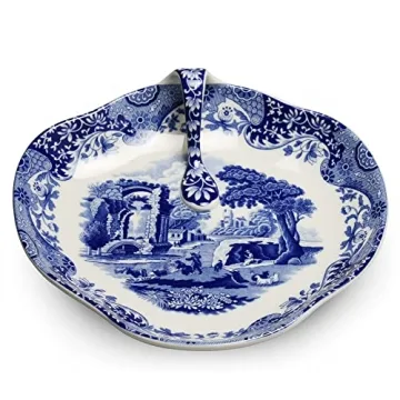 Spode Blue Italian Handled Tray | Elegant Porcelain Snack Platter for Your Home