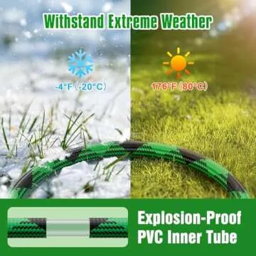 Garden Hose 100 ft with Non-Expandable Design and Nozzle