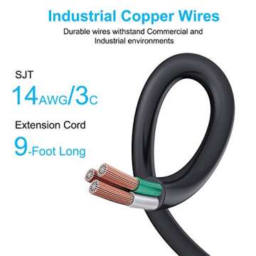 AXTRA 12-Outlet Surge Protector Power Strip, 9-Foot Heavy-Duty Cord, 450 Joules, 15-Amp Circuit Breaker for Home, Office, School, Garage, Workshop, Commercial and Industrial Environments [ETL Listed]