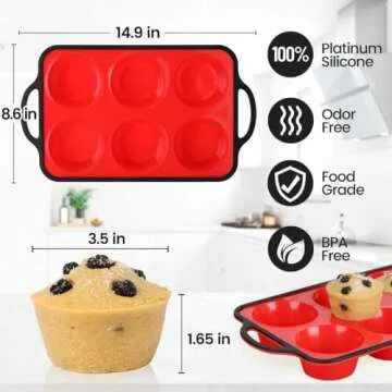 Sturdy Metal Reinforced Jumbo Silicone Muffin Pan