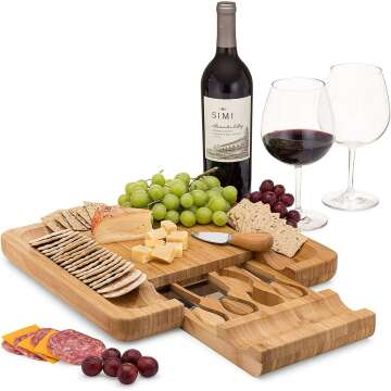 Bamboo Cheese Board Set with Knife & Accessories