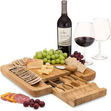 Bamboo Cheese Board Set with Knife & Accessories