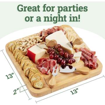Bamboo Cheese Board Set with Knife & Accessories