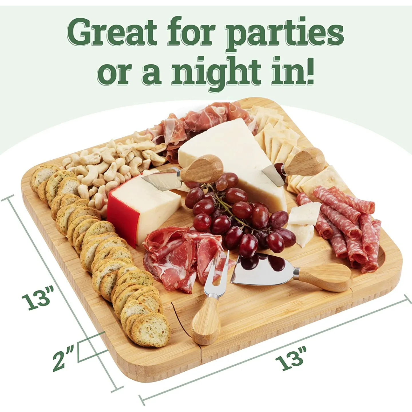 Bamboo Cheese Board Set with Knife & Accessories