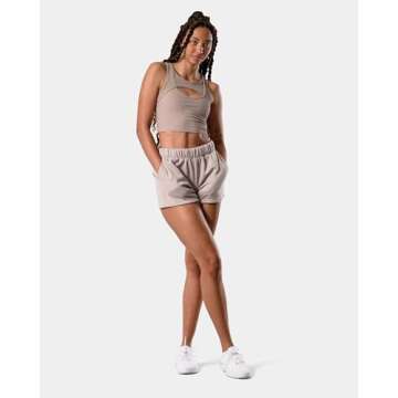 Kamo Fitness CozyTec Sweat Shorts Women High Waisted Lounge Comfy Casual Cotton Shorts with Pockets (Porpoise, XS)