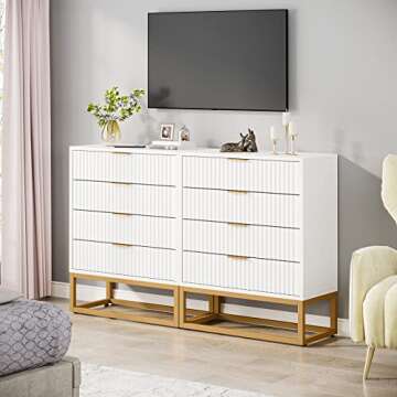 Tribesigns Modern Dresser for Bedroom - 8 Drawer Chest
