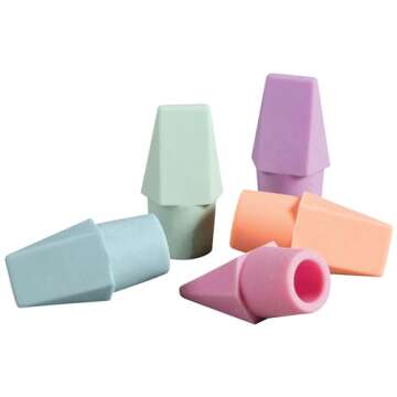 Ticonderoga Pastel Pencil Cap Erasers, 10 Count