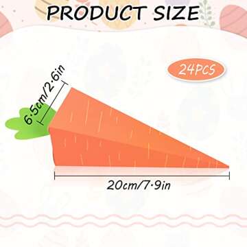Whaline 24Pcs Easter Treat Boxes Carrot Shaped Cookie Candy Boxes 3D Carrot Cardboard Box Easter Paper Gift Container for Easter Spring Cookie Goodie Candy Sweet Decorations Party Favors Supplies