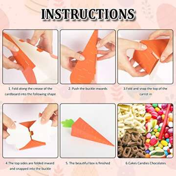 Whaline 24Pcs Easter Treat Boxes Carrot Shaped Cookie Candy Boxes 3D Carrot Cardboard Box Easter Paper Gift Container for Easter Spring Cookie Goodie Candy Sweet Decorations Party Favors Supplies
