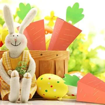 Whaline 24Pcs Easter Treat Boxes Carrot Shaped Cookie Candy Boxes 3D Carrot Cardboard Box Easter Paper Gift Container for Easter Spring Cookie Goodie Candy Sweet Decorations Party Favors Supplies