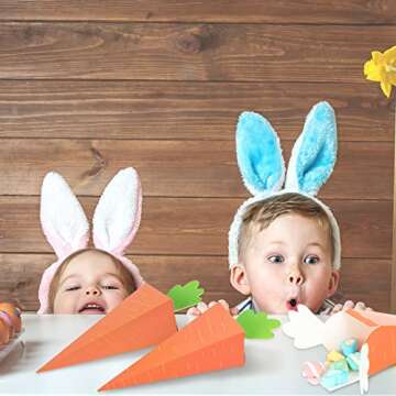 Whaline 24Pcs Easter Treat Boxes Carrot Shaped Cookie Candy Boxes 3D Carrot Cardboard Box Easter Paper Gift Container for Easter Spring Cookie Goodie Candy Sweet Decorations Party Favors Supplies