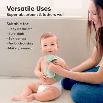 KeaBabies Deluxe Baby Washcloths - Soft Bamboo Viscose