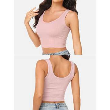 3 Pieces Womens Tank Tops Cute Sexy Going Out Ribbed Summer Tops Black White Crop Tops for Women(S055M-lanfenka)