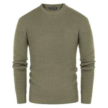 PJ PAUL JONES Sweaters for Men Crewneck Cable Knit Waffle Textured Pullover Sweater Men Green