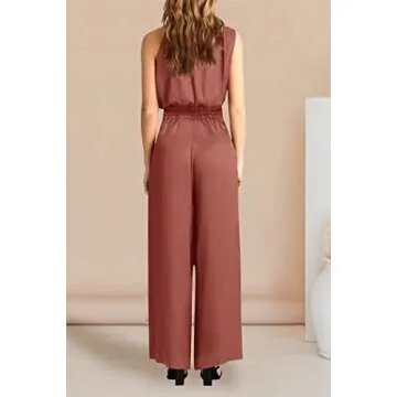 PRETTYGARDEN Women's 2 Piece Outfits 2025 Summer Casual Sleeveless Mock Neck Crop Tops Wide Leg Pants Set (Brown Red,Large)
