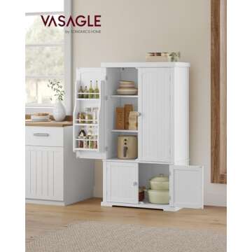 VASAGLE Pantry Cabinet, 15.7 x 30 x 53.5 Inches, Freestanding Tall Cupboard Storage Cabinet, 2 Cabin...