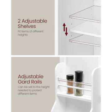 VASAGLE Pantry Cabinet, 15.7 x 30 x 53.5 Inches, Freestanding Tall Cupboard Storage Cabinet, 2 Cabinets, 2 Adjustable Shelves, 6 Door Shelves, for Living Room, Kitchen, White UBBC671W01
