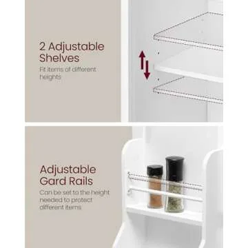VASAGLE Pantry Cabinet, 15.7 x 30 x 53.5 Inches, Freestanding Tall Cupboard Storage Cabinet, 2 Cabinets, 2 Adjustable Shelves, 6 Door Shelves, for Living Room, Kitchen, White UBBC671W01