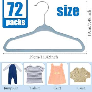 Tanlade 72 Pack Baby Velvet Hangers - Space Saving Nursery Organizer