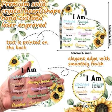 Sunflowers Gifts for Women Christian Gift for Office Inspirational Gift Prayers Religious Gift Scripture Motivational Gift Flower Decor Positive Table Decor Keepsake Paperweight (Vivid Style)