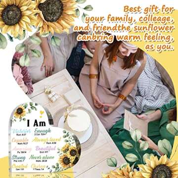 Sunflowers Gifts for Women Christian Gift for Office Inspirational Gift Prayers Religious Gift Scripture Motivational Gift Flower Decor Positive Table Decor Keepsake Paperweight (Vivid Style)