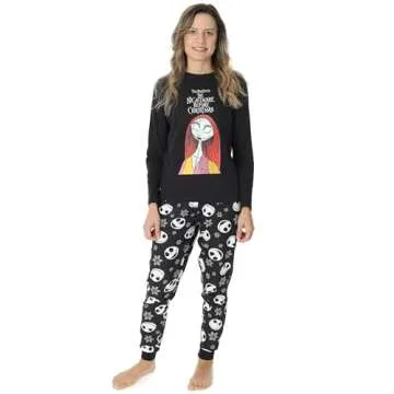 Disney The Nightmare Before Christmas Womens Pajamas | Jack Skellington Sally Halloween Matching Lon...