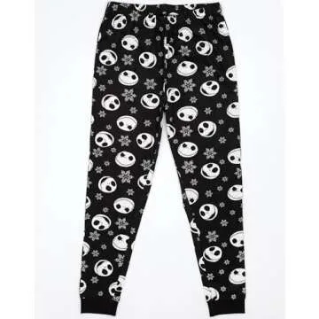 Disney The Nightmare Before Christmas Womens Pajamas | Jack Skellington Sally Halloween Matching Long Sleeve Long Leg PJ Set
