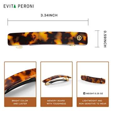 EVITA PERONI Medium French Barrettes and Clips for Women's Thick Hair - Acetate Metal Clasp, No Slip