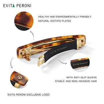 EVITA PERONI Medium French Barrettes and Clips for Women's Thick Hair - Acetate Metal Clasp, No Slip