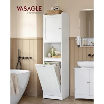 VASAGLE Bathroom Cabinet with Removable Laundry Basket