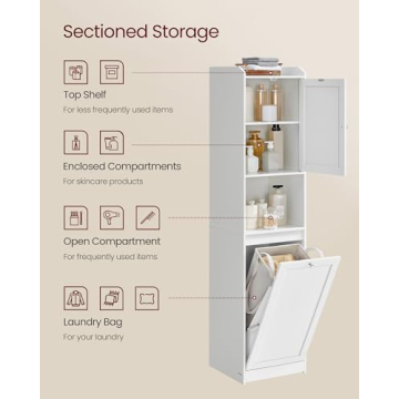 VASAGLE Bathroom Cabinet with Removable Laundry Basket