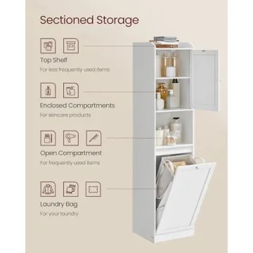 VASAGLE Bathroom Cabinet with Removable Laundry Basket