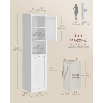 VASAGLE Bathroom Cabinet with Removable Laundry Basket