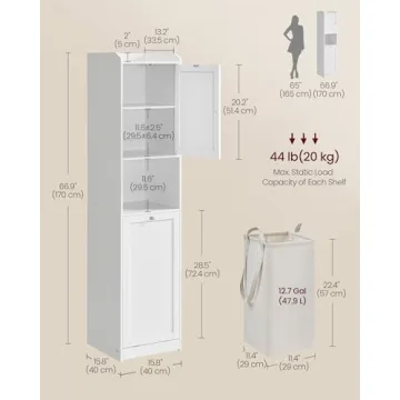 VASAGLE Bathroom Cabinet with Removable Laundry Basket