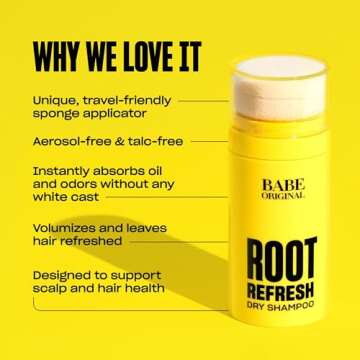 BABE ORIGINAL Root Refresh Dry Shampoo Powder for Clean & Volumized Hair| Instantly Absorb Oil & Odor | Aerosol-Free & Talc-Free | Travel-Friendly | Nourish Scalp with Aloe Vera, Caffeine & Arrowroot