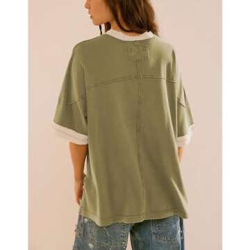 Songling Womens 3/4 Length Sleeve Casual Loose Fit Summer Tee Shirt Basics Cotton t Shirts Trendy To...