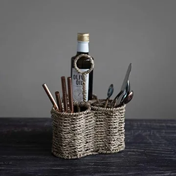Creative Co-Op Woven Seagrass Caddy for Entertaining