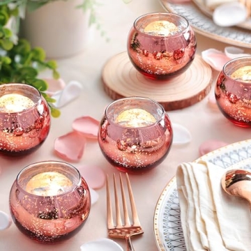 LAMORGIFT Rose Gold Votive Candle Holders for Parties