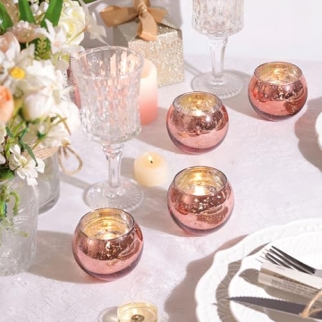 LAMORGIFT Rose Gold Votive Candle Holders for Parties