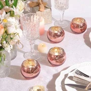 LAMORGIFT Rose Gold Votive Candle Holders for Parties