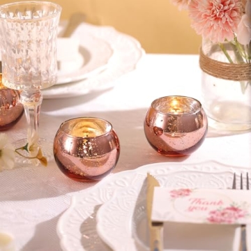 LAMORGIFT Rose Gold Votive Candle Holders for Parties