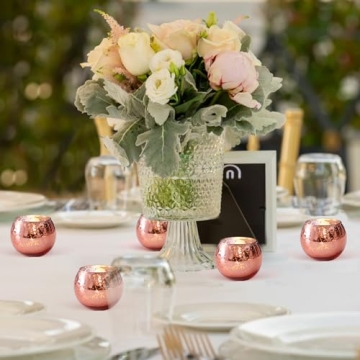 LAMORGIFT Rose Gold Votive Candle Holders for Parties