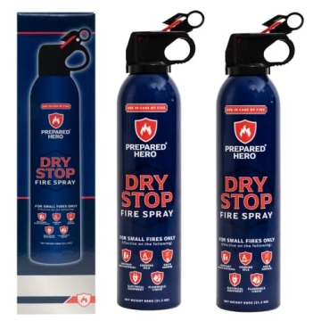 Dry Stop Fire Spray by Prepared Hero - 2 Pack - Portable Fire Extinguisher for Home, Car, Garage, Ki...