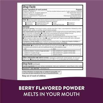 Nature's Way Cold + Flu Relief FastActives, Umcka, Homeopathic, Fever, Sore Throat, Cough, Congestion, Body Aches, Phenylephrine Free, Non-Drowsy, Berry Flavored, 10 Packets (Packaging May Vary)