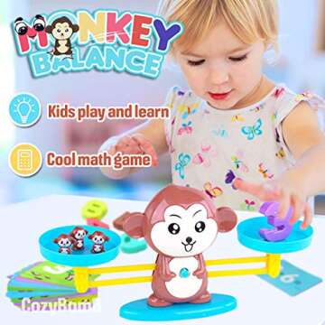 CozyBomB™ Monkey Scale Balance Counting Toys Math Games STEM Preschool Educational Toys for 3 4 5 ...