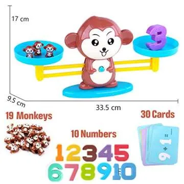 CozyBomB™ Monkey Scale Balance Counting Toys Math Games STEM Preschool Educational Toys for 3 4 5 Year olds Math Educational Kindergarten Number Learning Games Gifts for Boy Girl Birthdays Christmas