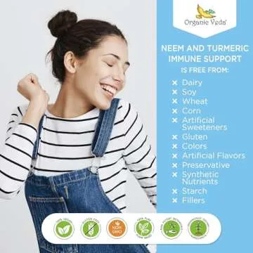 Organic Neem & Turmeric Capsules - Immune Support Supplement 120 Ct