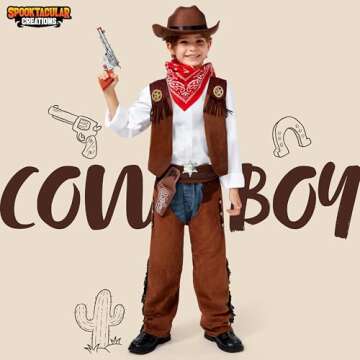 Spooktacular Creations Halloween Cowboy Costume for Boys, Kids Brown Western Costume, Deluxe Cowboy ...