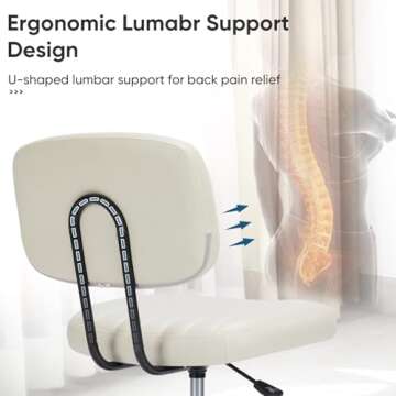 DUMOS Ergonomic Armless Office Desk Chair for Small Spaces