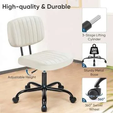 DUMOS Ergonomic Armless Office Desk Chair for Small Spaces